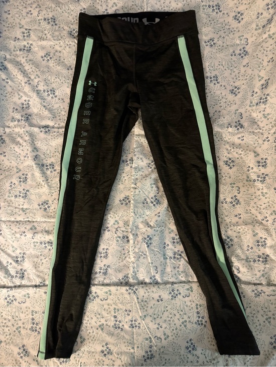 Under Armour Pants - Under Armour Black Leggings with Mint Side Stripes
